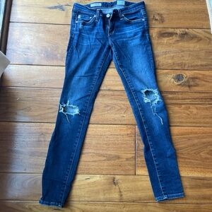 low waisted dark wash jeans Adriano